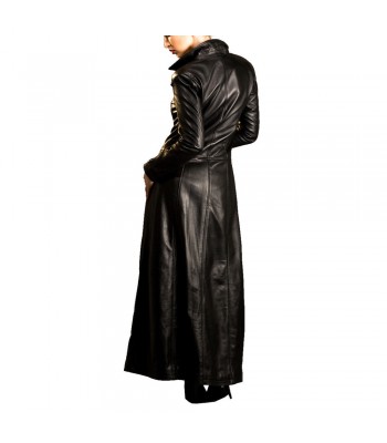 Women Gothic Long Coat Spliced Faux Leather Winter Killer Overcoat